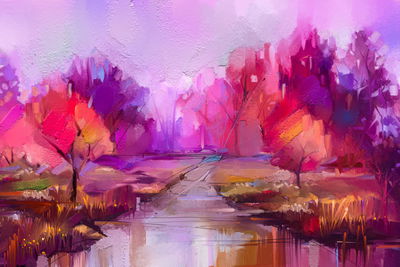 Ljuddämpande tavla - Abstract pink park