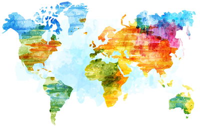 Ljuddämpande tavla - Multicolored map painted