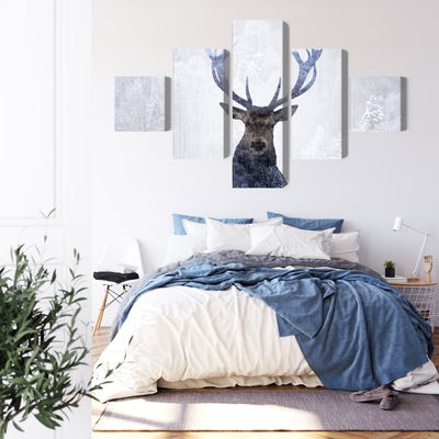 Ljuddämpande tavla - Deer in the winter 3d forest