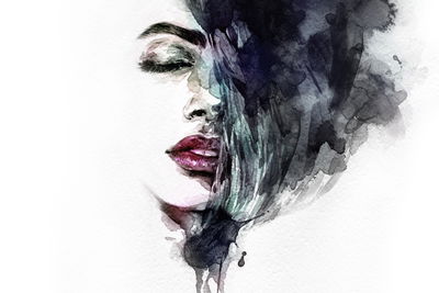 Ljuddämpande tavla - Watercolor female face