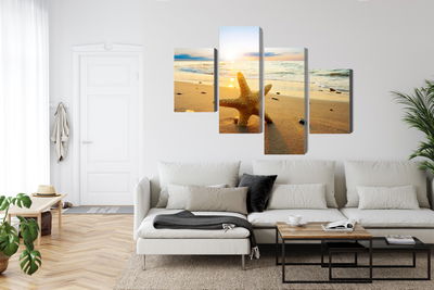 Ljuddämpande tavla - Starfish on the beach 3d