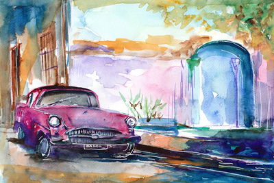 Ljuddämpande tavla - Pink car painted