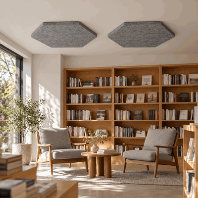 Ljudabsorbering till tak - PES hexagon ceiling