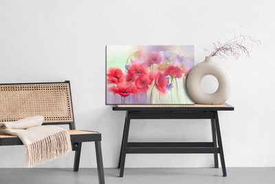 Ljuddämpande tavla - Colorful poppies painted