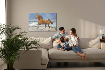 Ljuddämpande tavla - Horse, sun and sea