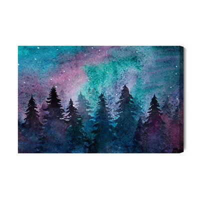 Ljuddämpande tavla - Watercolor night forest