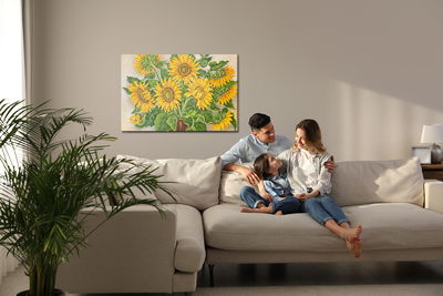 Ljuddämpande tavla - Sunflowers in a vase