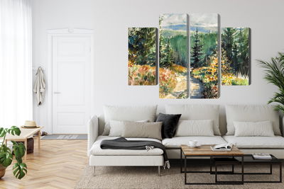 Ljuddämpande tavla - Forest landscape painted