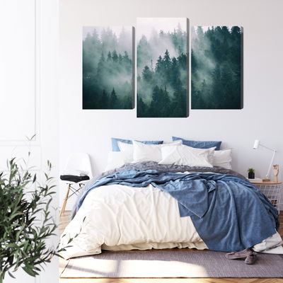 Ljuddämpande tavla - Fog in the green forest