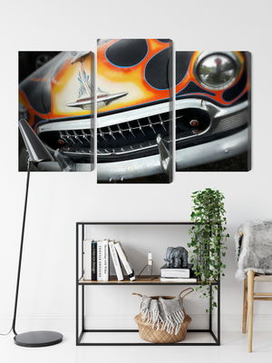 Ljuddämpande tavla - Antique car with flames