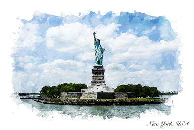 Ljuddämpande tavla - Statue of liberty painted