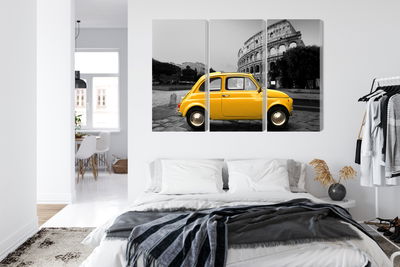 Ljuddämpande tavla - Yellow retro car