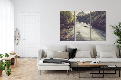 Ljuddämpande tavla - Mountain river in the forest