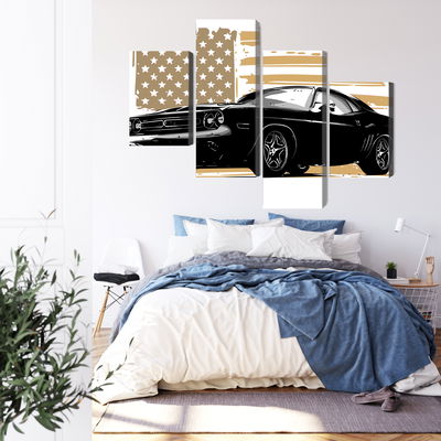 Ljuddämpande tavla - American muscle car with Usa