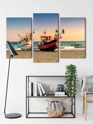 Ljuddämpande tavla - Fishing boats on the beach