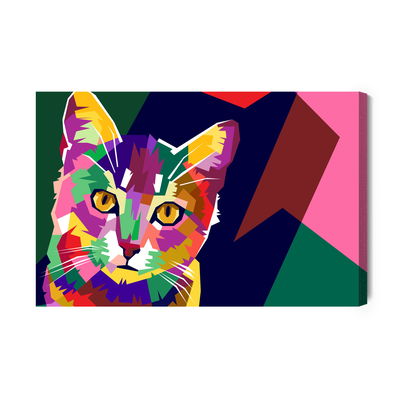 Ljuddämpande tavla - Colorful graphic cat