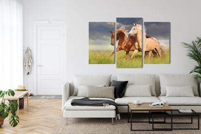 Ljuddämpande tavla - Horses galloping in a 3d