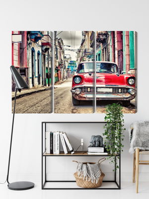 Ljuddämpande tavla - Red chevrolet car in retro