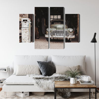 Ljuddämpande tavla - Old car in vintage style