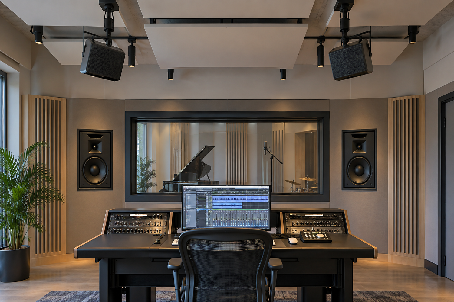 vibrationsdämpning av vägg och tak i studio