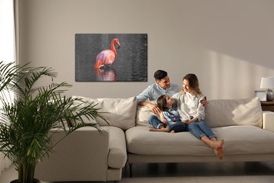 Ljuddämpande tavla - Flamingos in the water