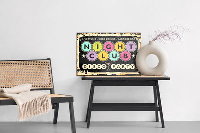 Ljuddämpande tavla - Retro disco club inscriptions