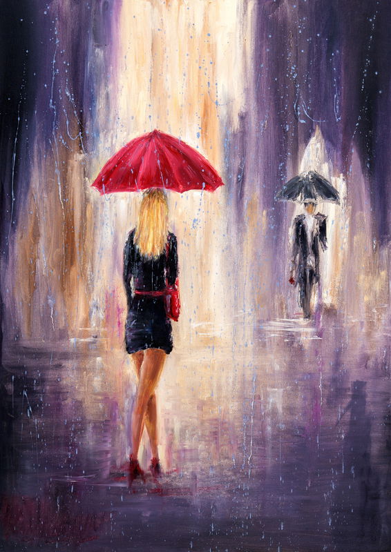 Ljuddämpande tavla - Walking in the rain