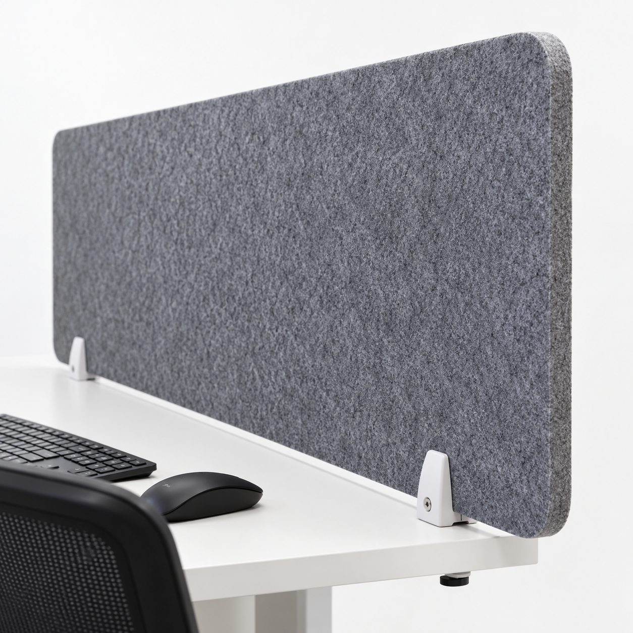 Bordsskärm - Bulletin Desk Screen (Grå 160x60 cm (LxH) Med Klämfäste (2st))