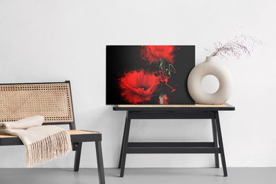Ljuddämpande tavla - Red poppies on a black