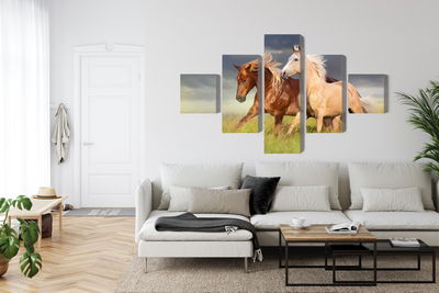 Ljuddämpande tavla - Horses galloping in a 3d