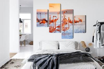 Ljuddämpande tavla - A flock of flamingos