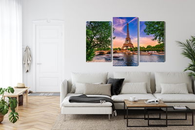 Ljuddämpande tavla - Eiffel tower and seine river