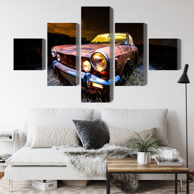 Ljuddämpande tavla - Old abandoned car 3d