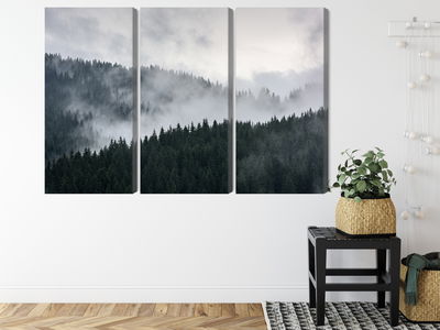 Ljuddämpande tavla - Misty 3d forest landscape