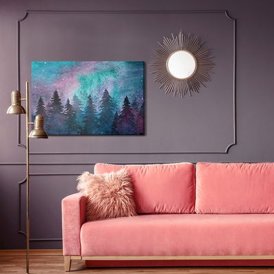 Ljuddämpande tavla - Watercolor night forest