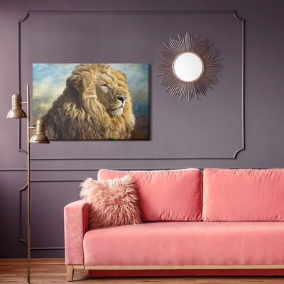 Ljuddämpande tavla - Majestic 3d lion