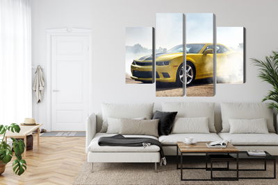 Ljuddämpande tavla - 3d drifting yellow car