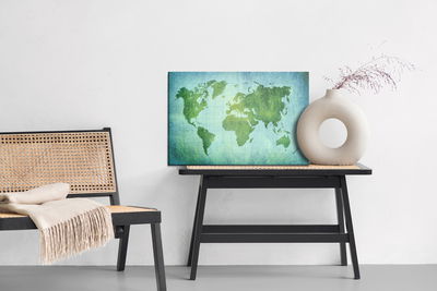 Ljuddämpande tavla - Green-blue world map