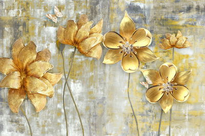 Ljuddämpande tavla - Decorative flowers in shades