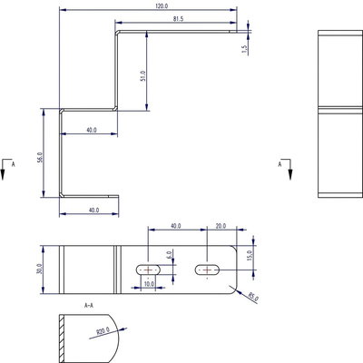 Technical drawing for mounting bracket spacer for sound absorber