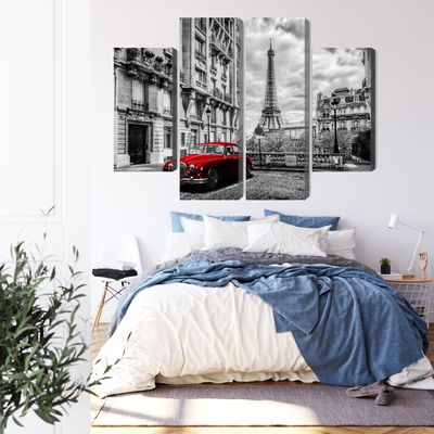 Ljuddämpande tavla - Red car in retro style