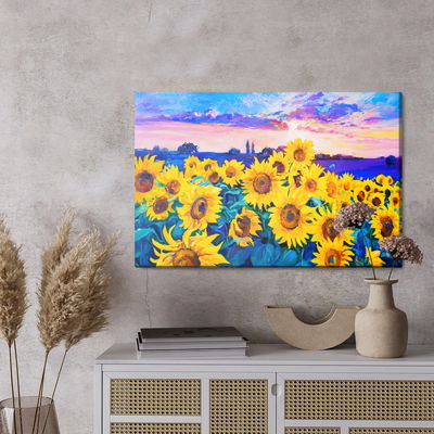 Ljuddämpande tavla - Sunflower field as painted