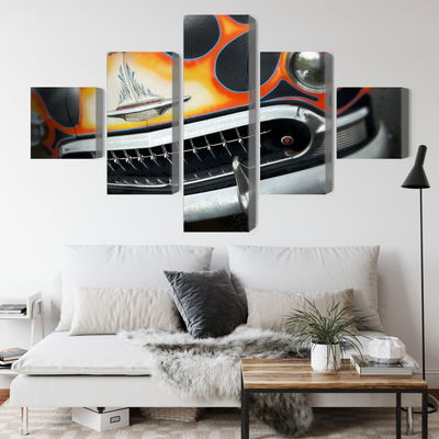 Ljuddämpande tavla - Historic car with flames