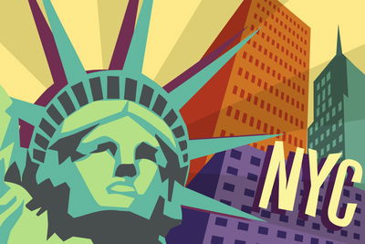 Ljuddämpande tavla - Colorful New York in retro