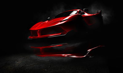 Ljuddämpande tavla - Red sports car 3d