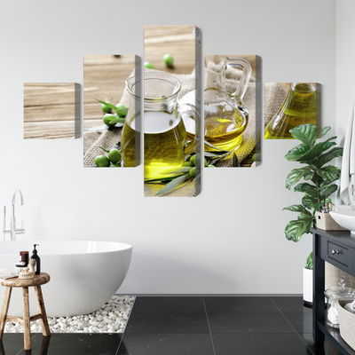 Ljuddämpande tavla - Olive oil with green olives