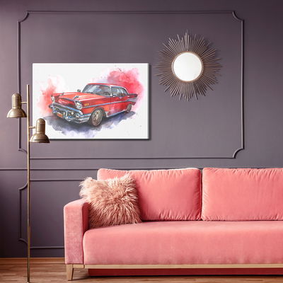 Ljuddämpande tavla - Old car in watercolours