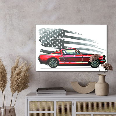 Ljuddämpande tavla - Sports car on a gray retro