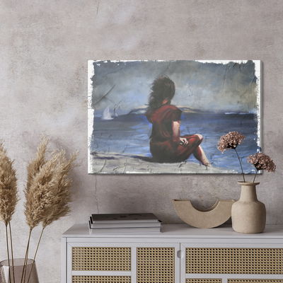 Ljuddämpande tavla - Woman on the beach