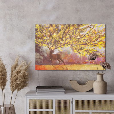 Ljuddämpande tavla - Nature with deer watercolor